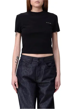 MUGLER Femme, Tops, Noir, Taille: 40 FR T-shirt noir à manches courtes