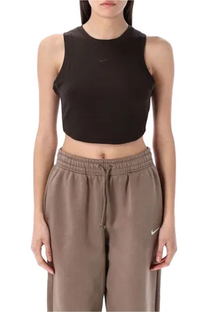 Nike Femme, Tops, Brun, Taille: 38 FR Débardeur côtelé court