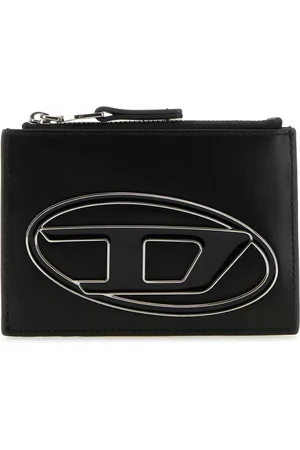 Diesel Femme, Accessoires, Noir, Taille: ONE Size Porte-cartes en cuir noir