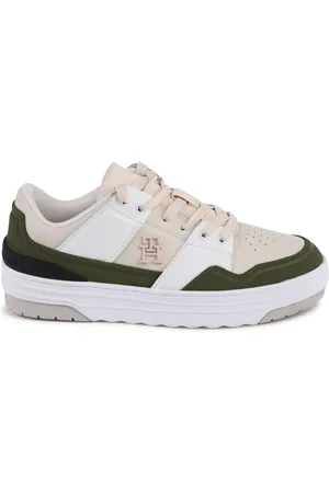 Tommy Hilfiger Femme, Chaussures, Multicolore, Taille: 40 EU Baskets en Cuir Beige