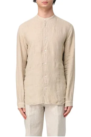 BROOKSFIELD Homme, Chemises, , Taille: M Chemise en Lin Bleu Col Mandarin