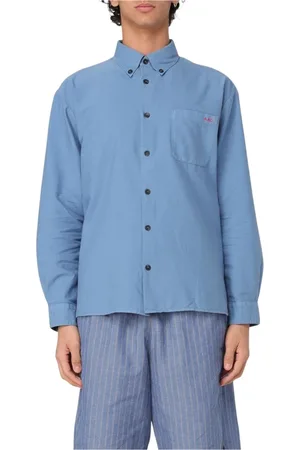 A.P.C. Homme, Chemises, Bleu, Taille: M Chemise Classique Verte Manches Longues