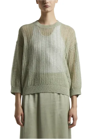 PESERICO SIGN Femme, Pulls, Vert, Taille: 34 FR Pull léger en tricot alpaga Lurex