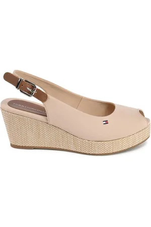 Tommy Hilfiger Femme, Chaussures, , Taille: 38 EU Sandales Compensées en Coton et Cuir
