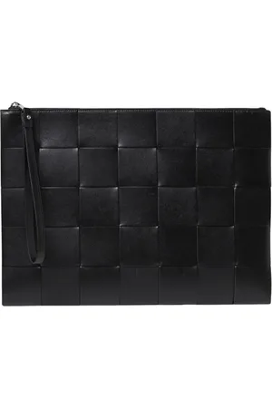 Bottega Veneta Homme, Sacs, Noir, Taille: ONE Size Pochette en cuir noir avec fermeture éclair