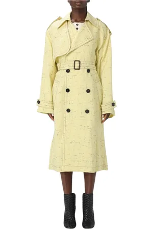 Bottega Veneta Femme, Manteaux, Jaune, Taille: 38 FR Trench-coat jaune texturé avec ceinture