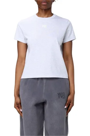Alexander Wang Femme, Tops, Gris, Taille: 40 FR T-shirt en Jersey de Coton Noir