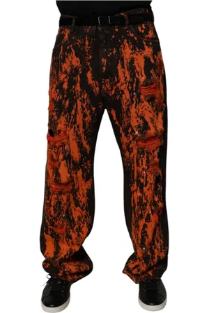 Dolce & Gabbana Homme, Pantalons, Multicolore, Taille: M Tie Dye Straight Denim Jeans Logo