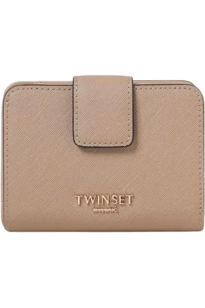 Twin-Set Femme, Accessoires, , Taille: ONE Size Portefeuille en Cuir Noir à Fermeture à Pression Élégant