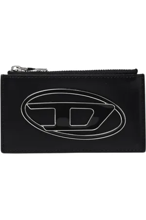 Diesel Femme, Accessoires, Noir, Taille: ONE Size Portefeuille en Cuir Noir avec Logo
