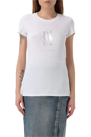 Armani Exchange Femme, Tops, Blanc, Taille: 36 FR T-shirt blanc col rond