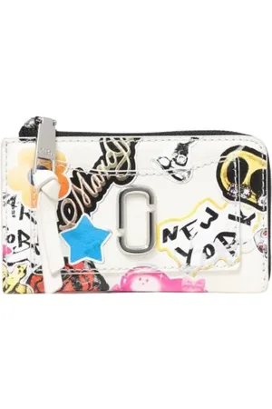 Marc Jacobs Femme, Accessoires, Multicolore, Taille: ONE Size Portefeuille Compact Rouge avec Sticker Snapshot