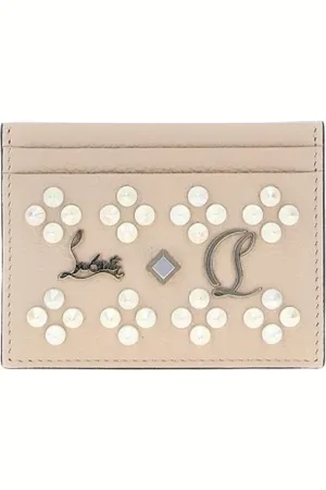Christian Louboutin Femme, Accessoires, Rose, Taille: ONE Size Porte-cartes en cuir clouté noir