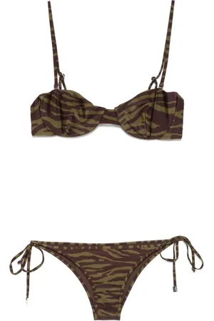 The Attico Femme, Maillots de bain, Multicolore, Taille: 36 FR Maillots de Bain Chic Vert Marron Ss25