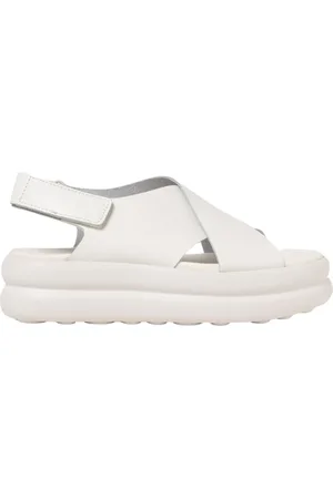 Camper Femme, Chaussures, Blanc, Taille: 39 EU Sandales Plates en Cuir Blanc