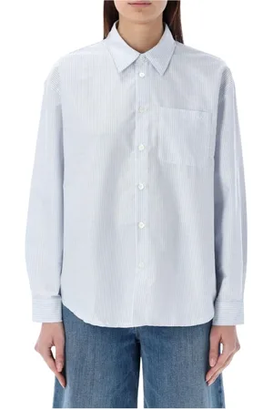 A.P.C. Femme, Blouses et Chemises, Bleu, Taille: 38 FR Chemise Rayée Détendue Bleue