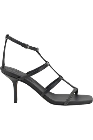 Brunello Cucinelli Femme, Chaussures, Noir, Taille: 39 EU Sandales à Talons de Luxe Design Noir Élégant
