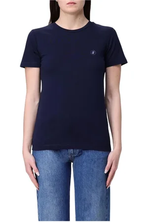 save the duck Femme, Tops, Bleu, Taille: 38 FR T-shirt Blanc à Imprimé Graphique