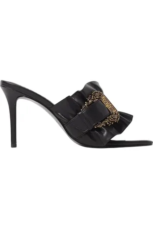 VERSACE Femme, Chaussures, Noir, Taille: 35 EU Sandales à Talon Haut Noires à Volants
