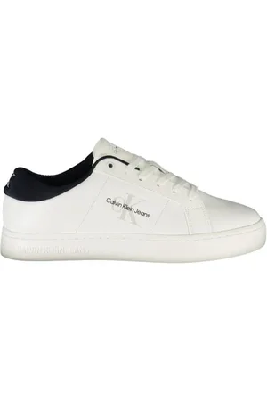 Calvin Klein Homme, Chaussures, Blanc, Taille: 44 EU Baskets en polyester blanc pour hommes