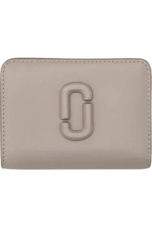 Marc Jacobs Femme, Accessoires, Gris, Taille: ONE Size Portefeuille Compact en Cuir Gris Tourterelle