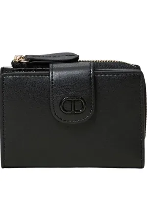 Twin-Set Femme, Accessoires, Noir, Taille: ONE Size Portefeuille en Cuir Noir avec Fermeture Éclair