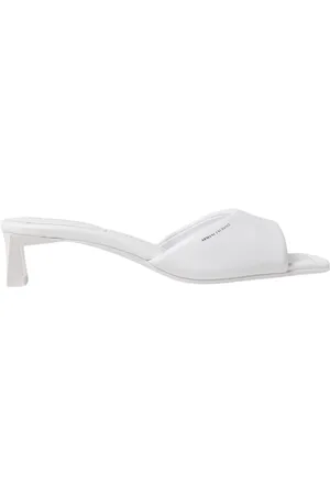 Armani Exchange Femme, Chaussures, Blanc, Taille: 37 EU Sandales à Talons en Cuir Blanc