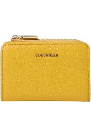 Coccinelle Femme, Accessoires, Jaune, Taille: ONE Size Portefeuille en Cuir Noir à Fermeture Éclair