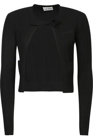Ganni Femme, Pulls, Noir, Taille: 42 FR Pull Noir Élégant Col Peter Pan