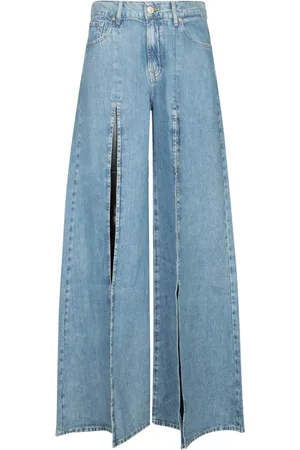 7 for all Mankind Femme, Jeans, Bleu, Taille: W28 Jeans taille haute à fente large