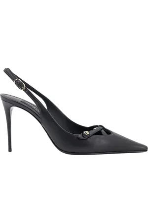 Dolce & Gabbana Femme, Chaussures, Noir, Taille: 38 1/2 EU Talons en cuir noir à bride arrière