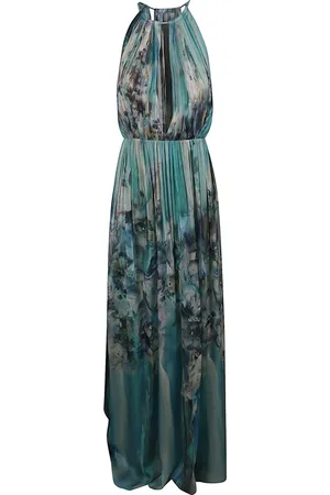 Alberta Ferretti Femme, Robes, Bleu, Taille: 38 FR Robe Maxi Turquoise avec Nénuphars