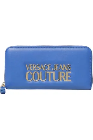 VERSACE Femme, Accessoires, Bleu, Taille: ONE Size Portefeuille Élégant Bleu avec Marque Iconique