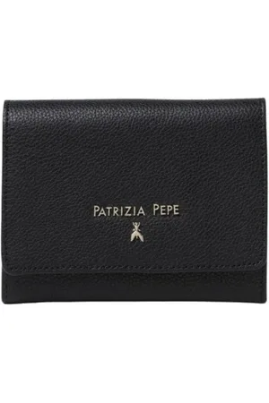 Patrizia Pepe Femme, Accessoires, Noir, Taille: ONE Size Portefeuille en cuir noir à trois volets
