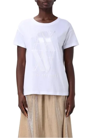 Armani Exchange Femme, Tops, Blanc, Taille: 36 FR Tee-shirt avec logo en relief