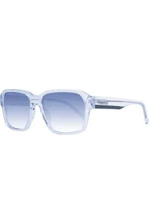 Timberland Homme, Accessoires, Blanc, Taille: ONE Size Hommes Blancs Lunettes de Soleil Carrées Bleues