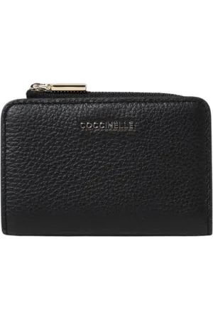 Coccinelle Femme, Accessoires, Noir, Taille: ONE Size Portefeuille en Cuir Noir à Fermeture Éclair