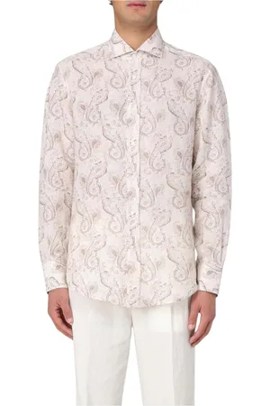 Brunello Cucinelli Homme, Chemises, Multicolore, Taille: XL Chemise en Lin Paisley Grise