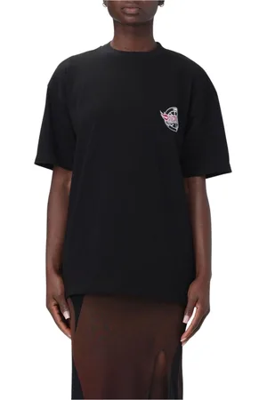 Vision Of Super Femme, Tops, Noir, Taille: 38 FR Tee-shirt Noir avec Logo pour Femmes