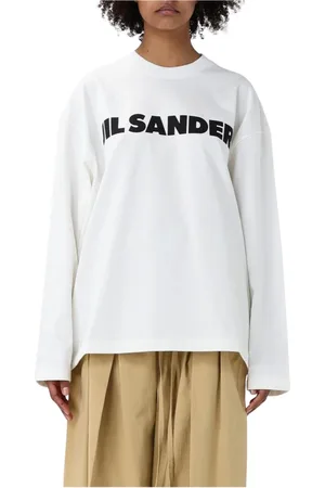 Jil Sander Femme, Tops, Blanc, Taille: 38 FR Minimalist Logo Pullover Sweater