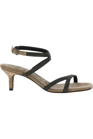 Brunello Cucinelli Femme, Chaussures, Gris, Taille: 38 EU Sandales à talon chaton grises