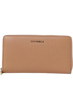 Coccinelle Femme, Accessoires, , Taille: ONE Size Portefeuille en Cuir Sable à Fermeture Éclair