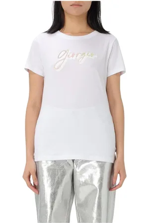 Armani Exchange Femme, Tops, Blanc, Taille: 40 FR Tee-shirt Blanc avec Logo