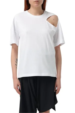 FEDERICA TOSI Femme, Tops, Blanc, Taille: 40 FR T-shirt noir avec épaules dénudées
