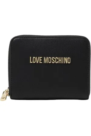 Moschino Femme, Accessoires, Noir, Taille: ONE Size Portefeuille en cuir noir à fermeture éclair