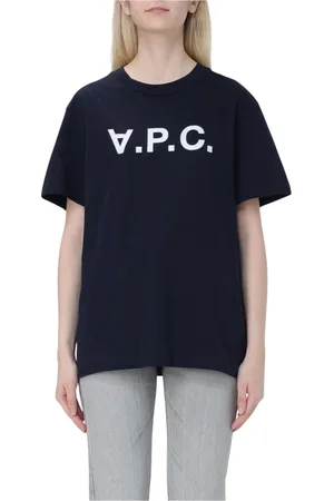 A.P.C. Femme, Tops, Bleu, Taille: 42 FR T-shirt Logo Manches Courtes Marine