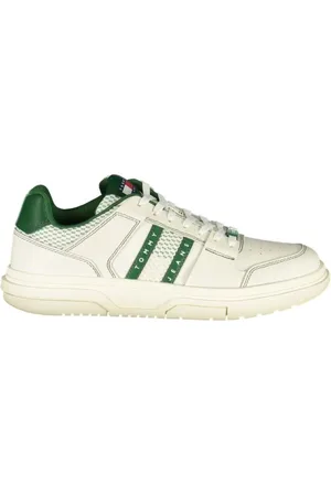 Tommy Hilfiger Homme, Chaussures, Blanc, Taille: 45 EU Baskets vertes en polyester avec semelle