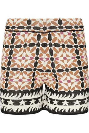 AKEP Femme, Shorts, Multicolore, Taille: 36 FR Shorts Rouges à Taille Élastique et Bordure Décorative