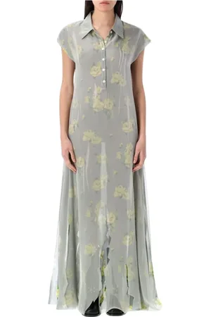 Acne Studios Femme, Robes, Gris, Taille: 40 FR Robe Maxi Élégante à Fleurs