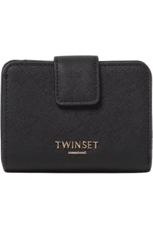 Twin-Set Femme, Accessoires, Noir, Taille: ONE Size Portefeuille Trifold Noir Fermeture à bouton-pression